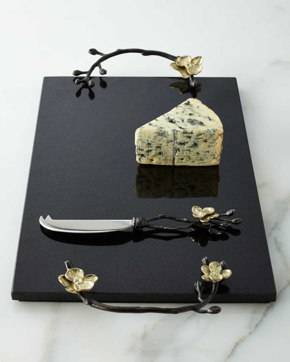 Gold Orchid Cheese Board & Knife