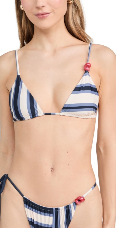 SIR. Verve Beaded String Triangle Bikini Top Studio Print