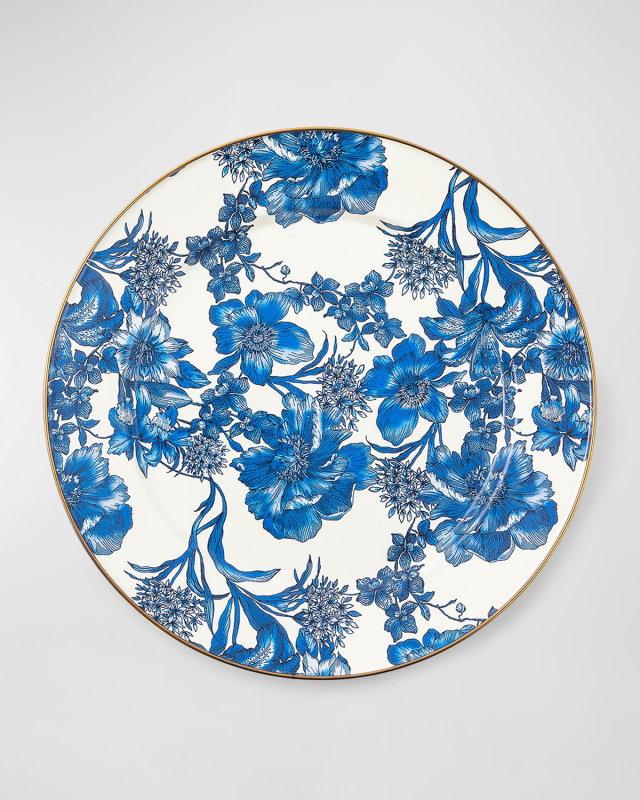 English Garden Royal Blue Enamel Charger Plate