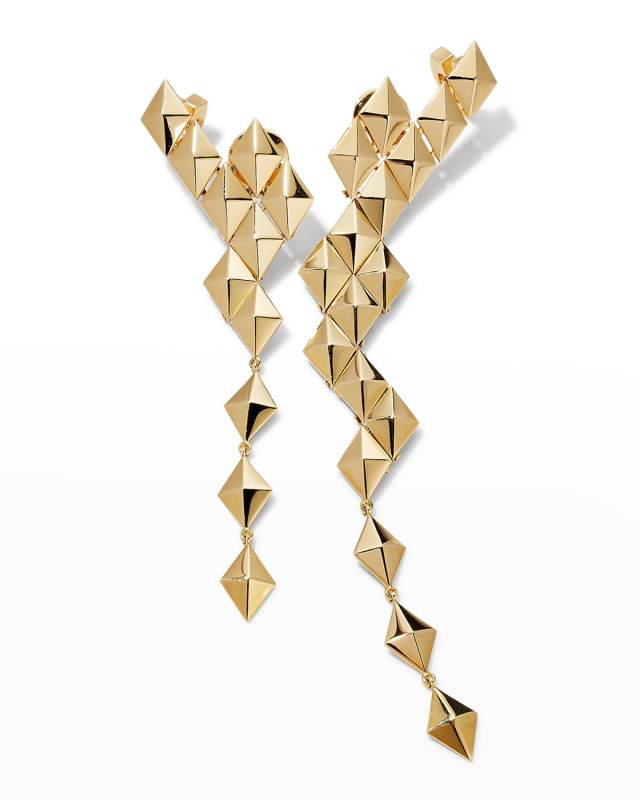 Python 18k Asymmetrical Long Drop Earrings
