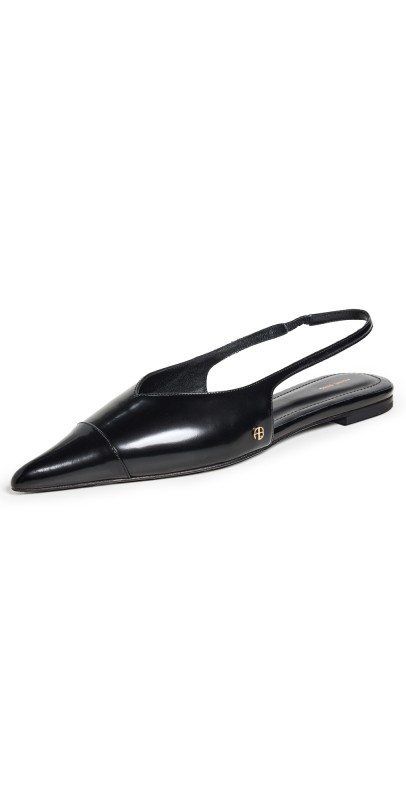 ANINE BING Elena Slingback Flats Black