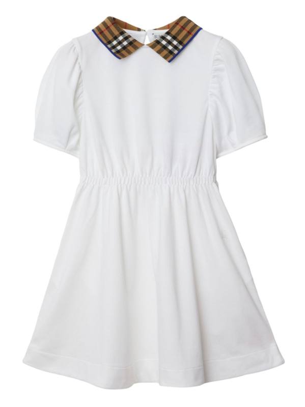 check-collar cotton polo dress