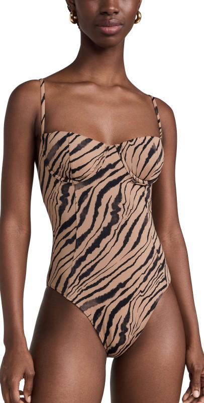 ANINE BING Kyler One Piece Tiger Shell Print