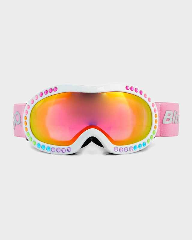 Kid's Rainbow Rhinestone Logo Snow Goggles