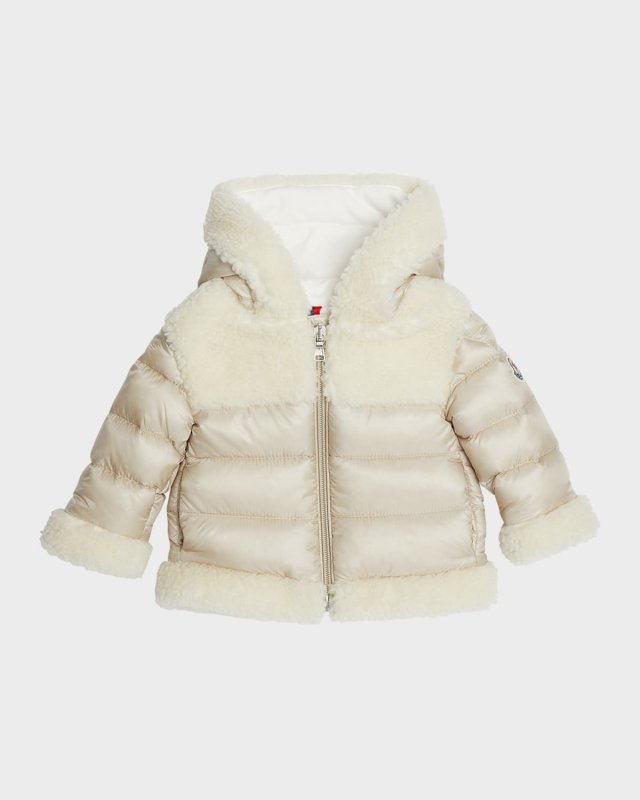 Girl's Dofi Teddy Trim Puffer Jacket, Size 3M-3