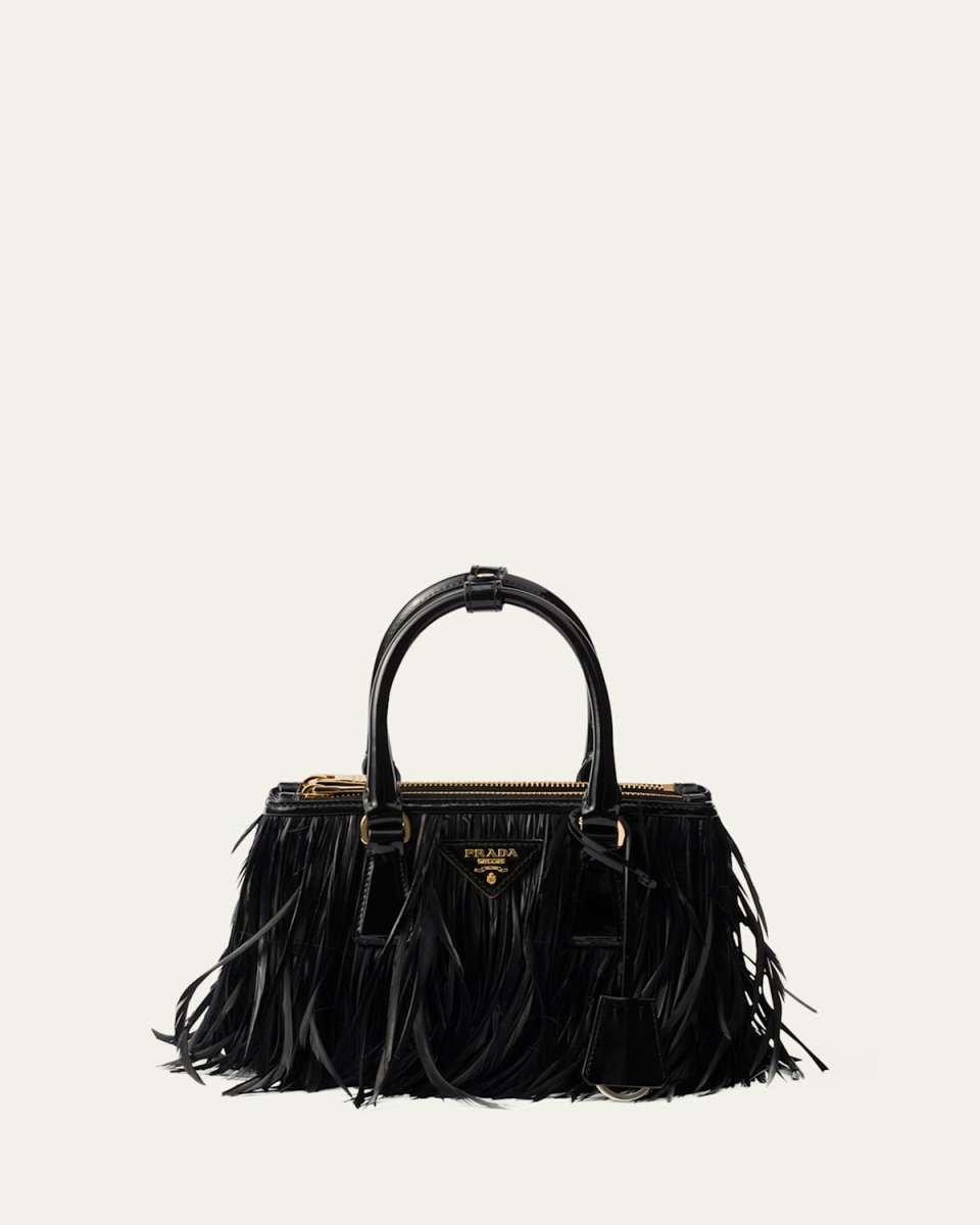 Galleria Feather Leather Top-Handle Bag