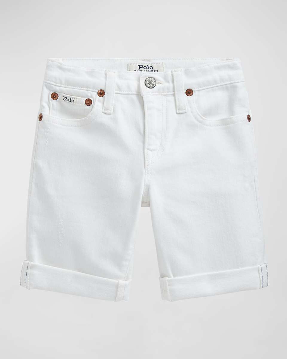 Boy's Stretch Cotton Rolled Shorts, Size 5-7