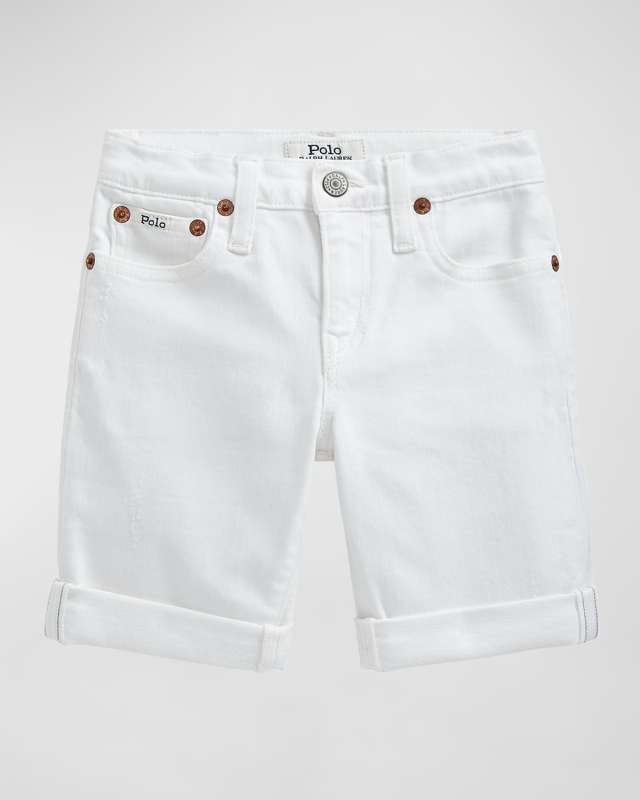 Boy's Stretch Cotton Rolled Shorts, Size 5-7