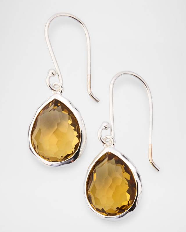 Rock Candy Teeny Cognac Citrine Teardrop Earrings in Sterling Silver