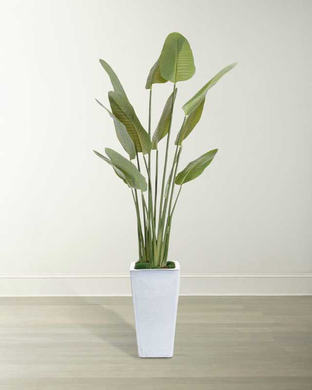 Tropical Birds 96" Faux Plant in Ceramic Pot