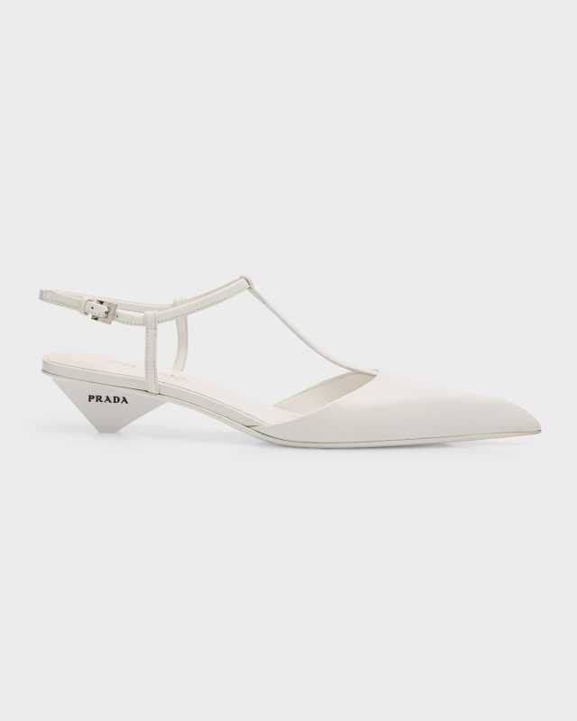 Leather T-Strap Ballerina Pumps