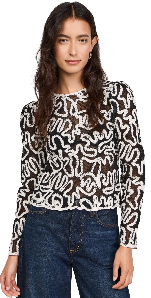Sea Alice Embroidery Battenberg Top Multi
