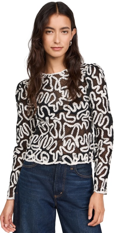 Sea Alice Embroidery Battenberg Top Multi