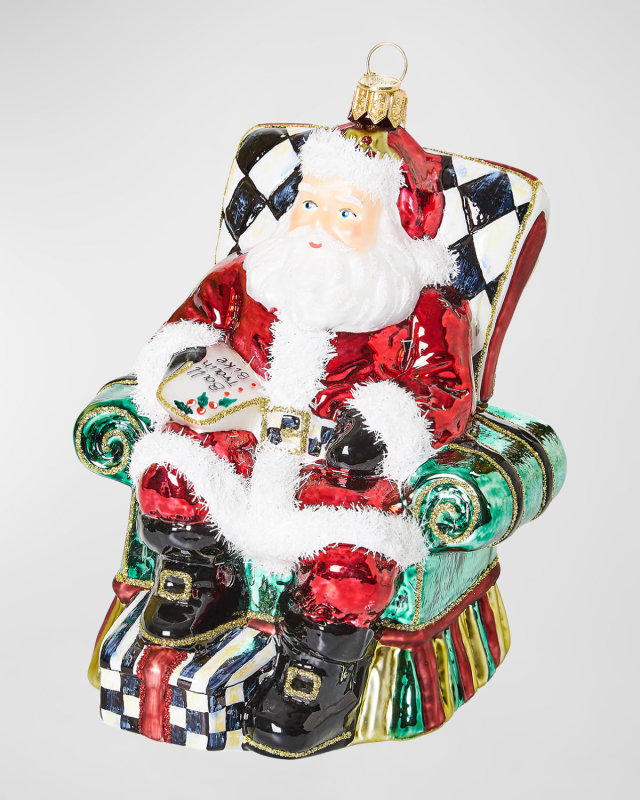 Wish List Santa Glass Christmas Ornament