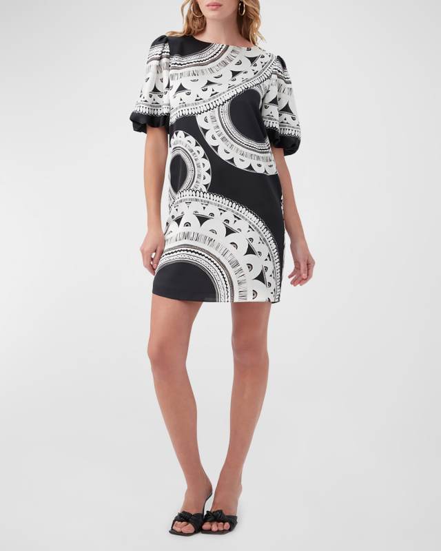 Luv Puff-Sleeve Mini Shift Dress