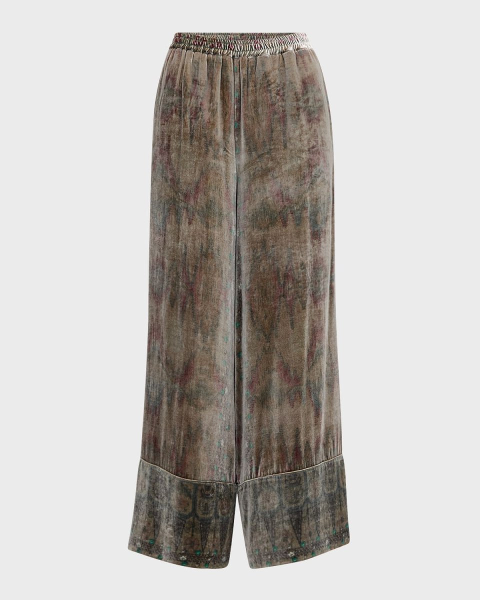 Abstract-Print Viscose-Silk Pants