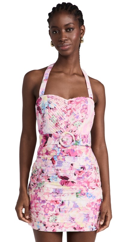 Hemant and Nandita Mini Dress With Belt Pink Floral