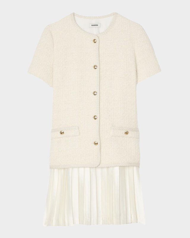 Isabel Mixed-Media Mini Dress