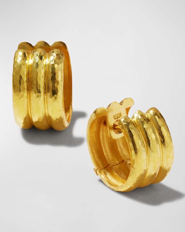 19K Gold Banded Hoop Earrings
