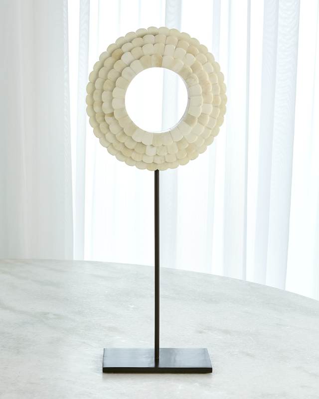 Large Four Layer Bone Scalloped Mounted Ring Sculpture