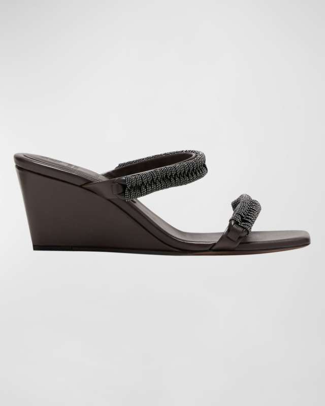 Monili Dual-Band Slide Wedge Sandals
