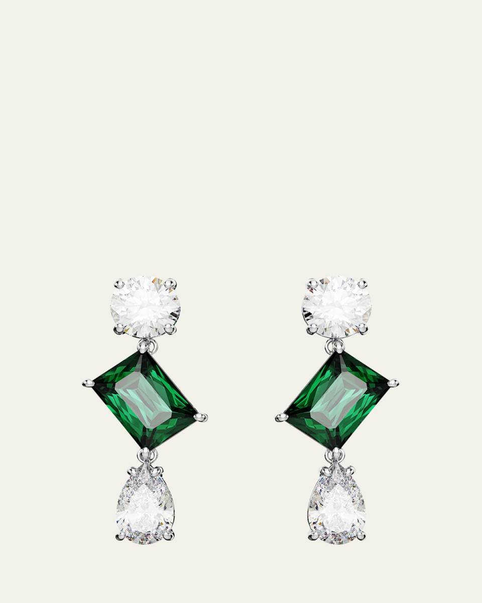 Mesmera Rhodium-Plated Mix-Cut Crystal Dangle Earrings