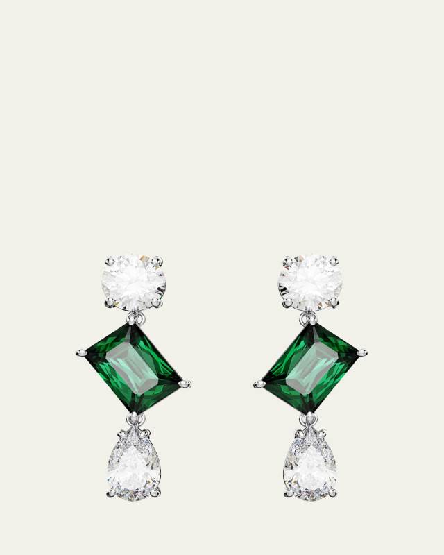 Mesmera Rhodium-Plated Mix-Cut Crystal Dangle Earrings