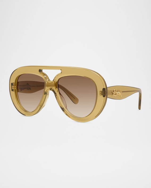 Curvy Logo-Print Acetate Aviator Sunglasses