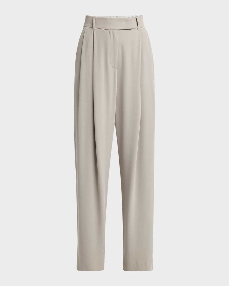 Washed Silk Pleated Wide-Leg Trousers