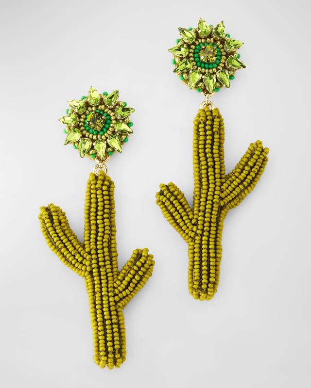 Lux Cactus Earrings, Green