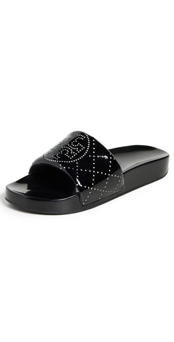 Tory Burch Double T Pool Slides Nero/Nero