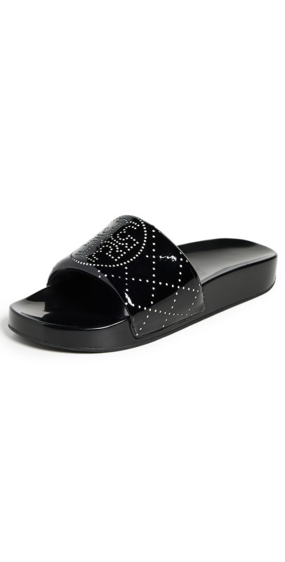 Tory Burch Double T Pool Slides Nero/Nero