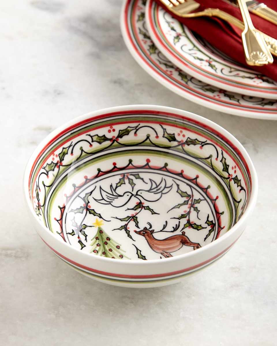Christmas Pavoes Cereal Bowls, Set of 4