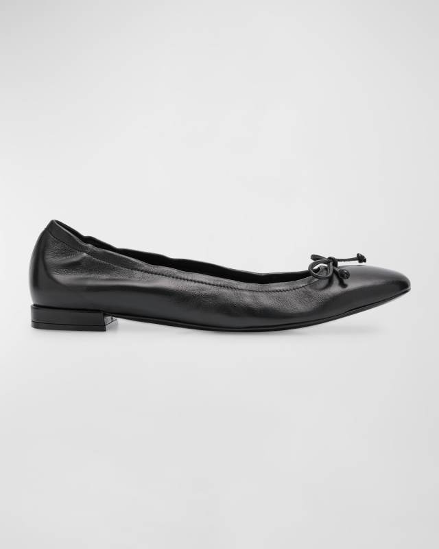 Bria Leather Bow Ballerina Flats