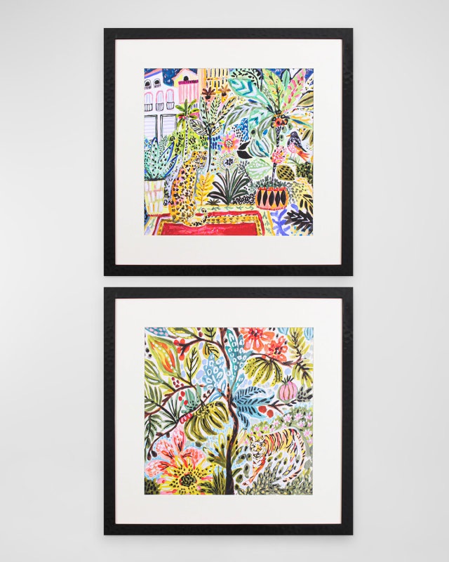 "Jungle Cat Landscape" Art Print, Set of 2