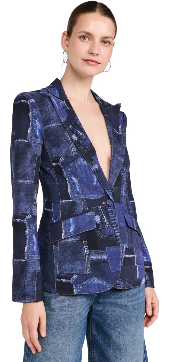 Cinq à Sept Photoreal Denim Cheyenne Blazer Indigo Multi