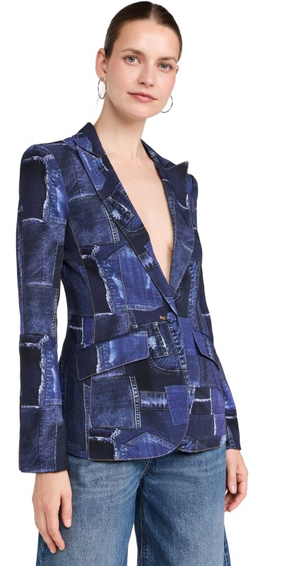 Cinq à Sept Photoreal Denim Cheyenne Blazer Indigo Multi