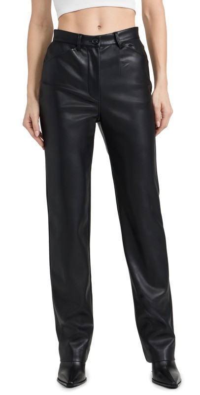 Susana Monaco Faux Leather 4 Pocket Pants Black