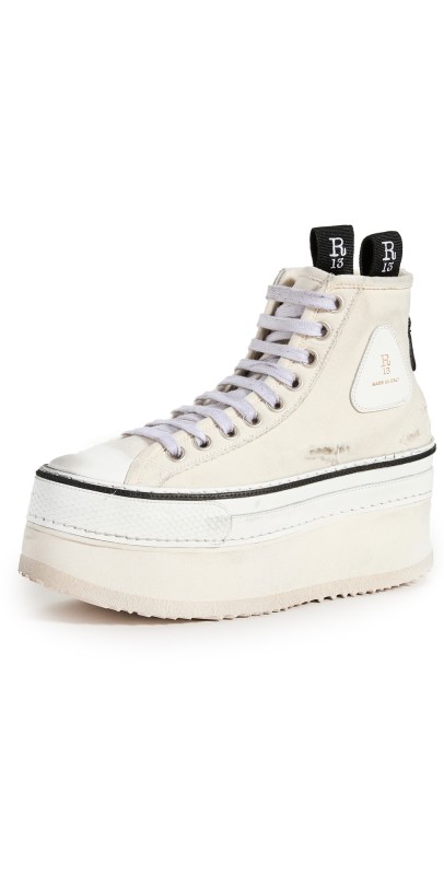 R13 Platform High Top Sneakers Ecru