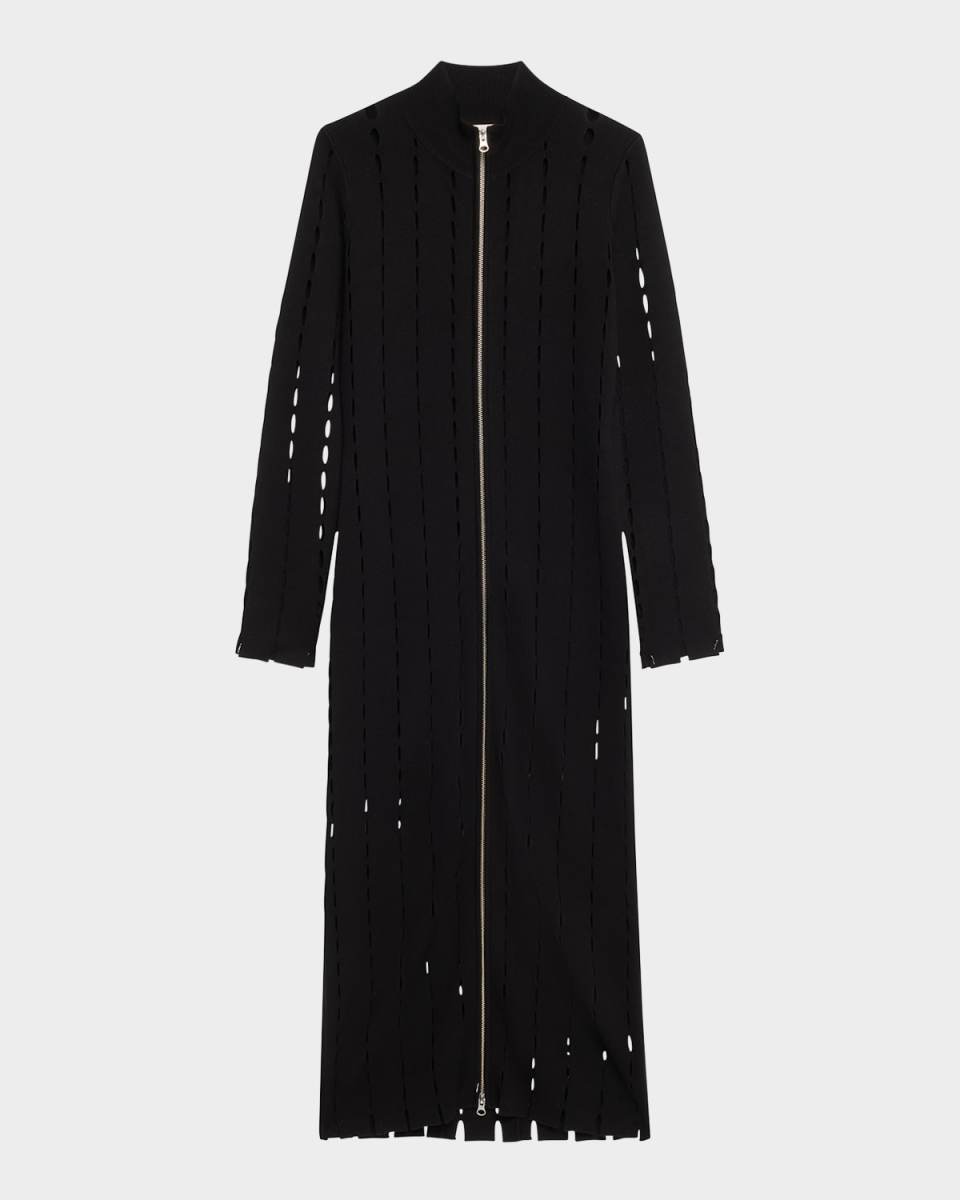 Anatolia Open-Knit Zip Maxi Cardigan