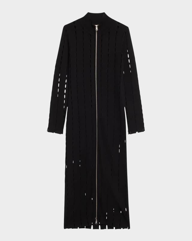 Anatolia Open-Knit Zip Maxi Cardigan