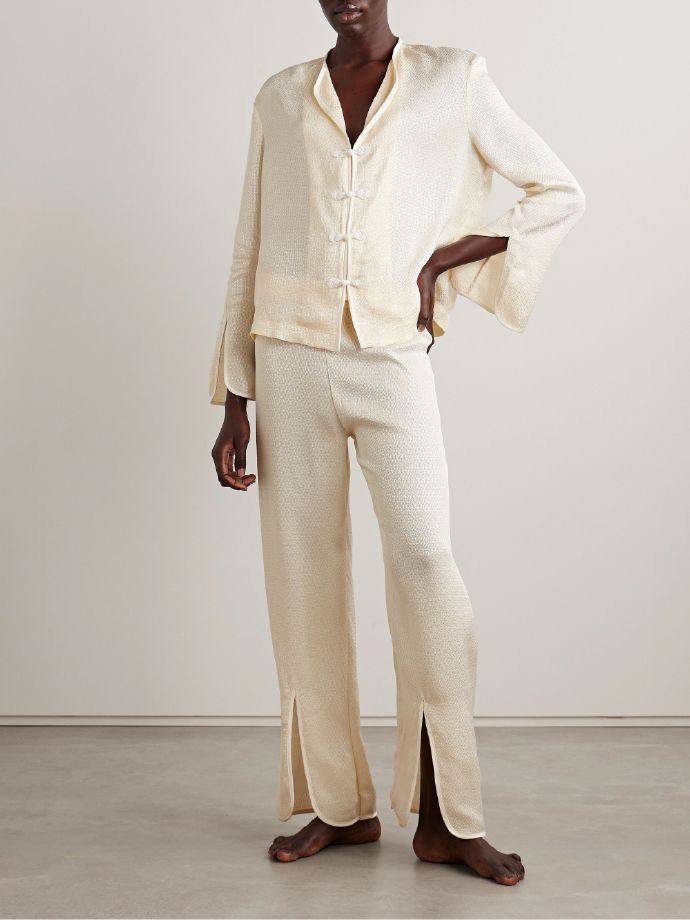 Sleeper Louis satin-jacquard pajama set