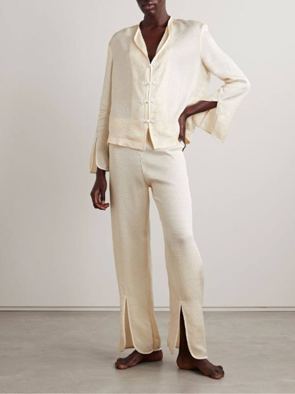 Sleeper Louis satin-jacquard pajama set