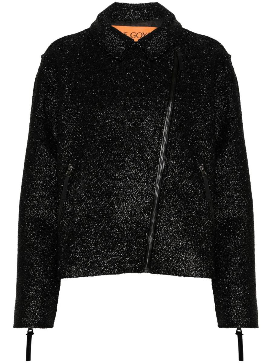 brushed lurex biker jacket