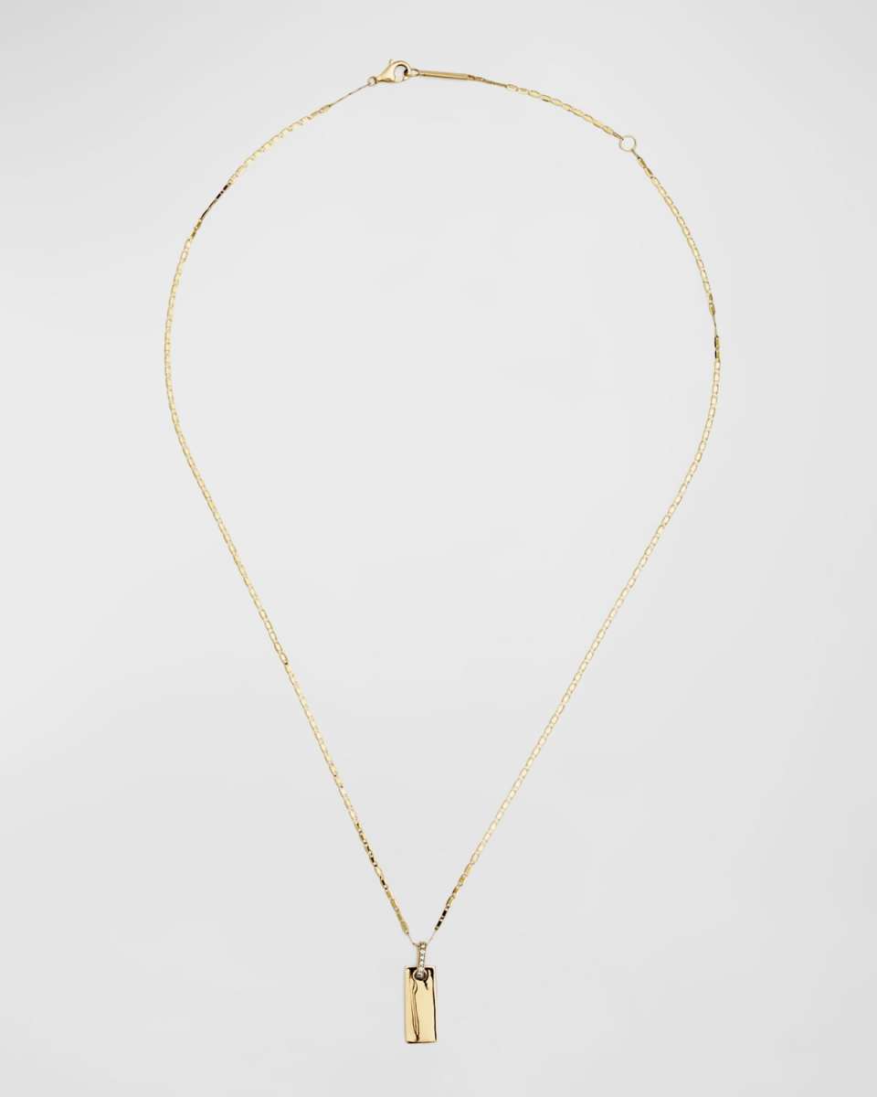 Flawless Tag Link Pendant Necklace with Diamond Jump Ring