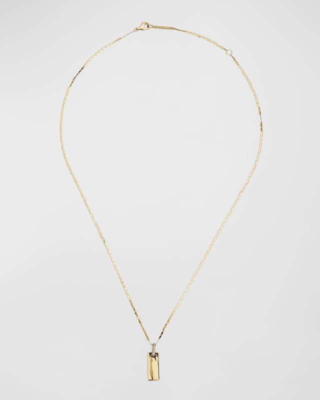 Flawless Tag Link Pendant Necklace with Diamond Jump Ring