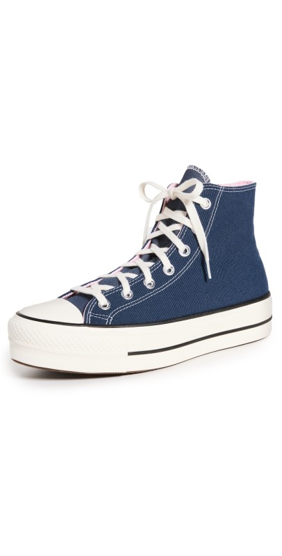 Converse Chuck Taylor All Star Lift Platform Denim Fashion Sneakers Navy/Egret/Sunrise Pink