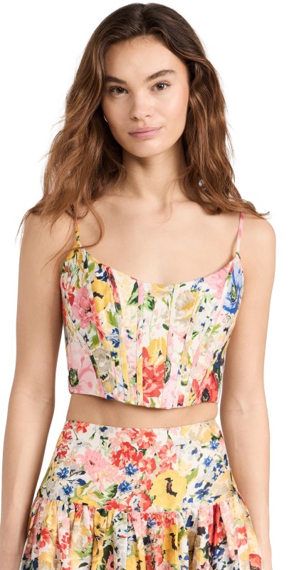 Zimmermann Alight Corset Top Ivory Floral