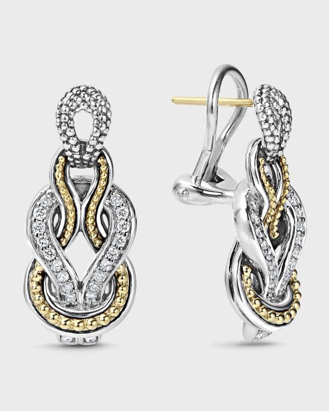 Newport Elongated 18K Gold Diamond Rope Earrings