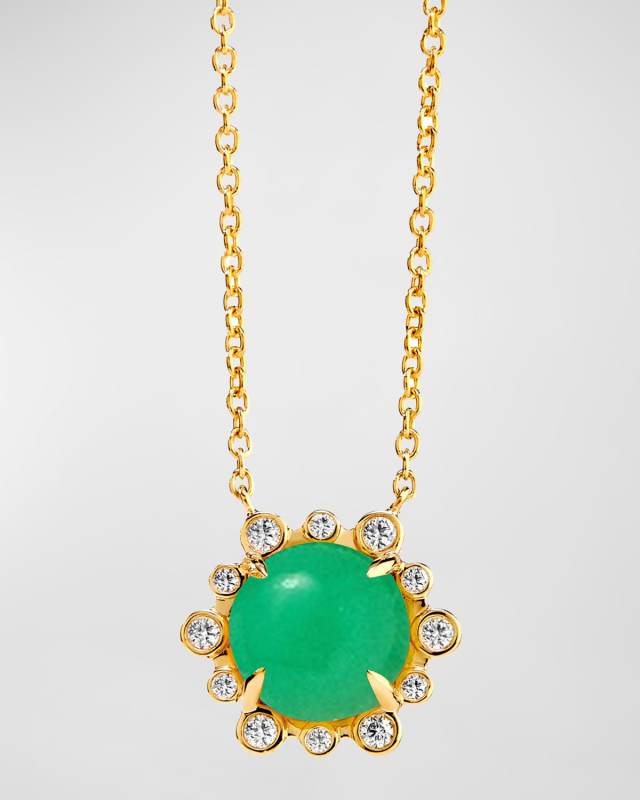 18K Gemstone and Champagne Diamond Pendant Necklace